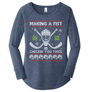 Playing Hockey Making A Fist Checking You Twice Ugly Gift Women's Perfect Tri Tunic Long Sleeve Shirt