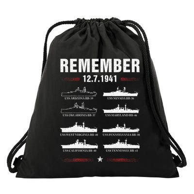 Pearl Harbor Memorial Day December 7th 1941 Wwii Drawstring Bag