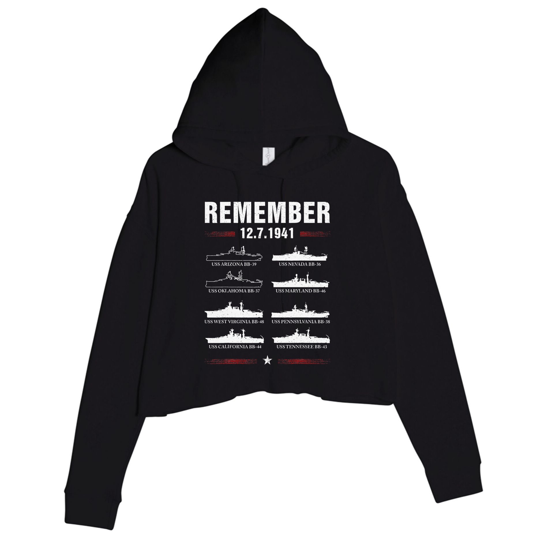 Pearl Harbor Memorial Day December 7th 1941 Wwii Crop Fleece Hoodie