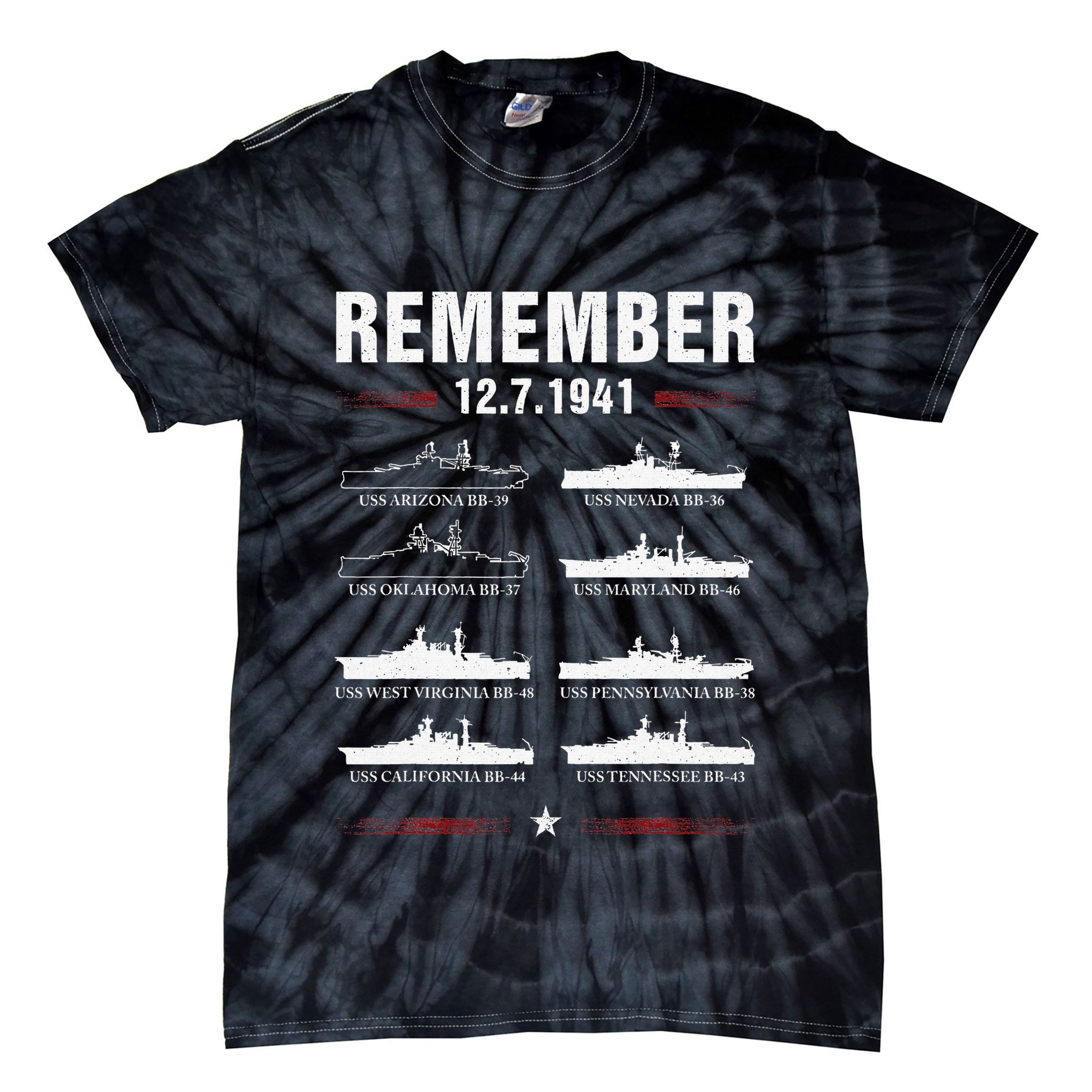 Pearl Harbor Memorial Day December 7th 1941 Wwii Tie-Dye T-Shirt
