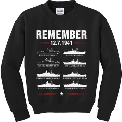 Pearl Harbor Memorial Day December 7th 1941 Wwii Kids Sweatshirt