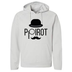 Poirot Hat Mustache Monocle Performance Fleece Hoodie