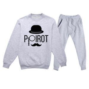 Poirot Hat Mustache Monocle Premium Crewneck Sweatsuit Set