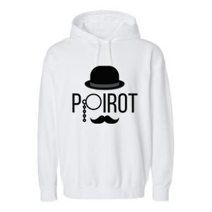 Poirot Hat Mustache Monocle Garment-Dyed Fleece Hoodie