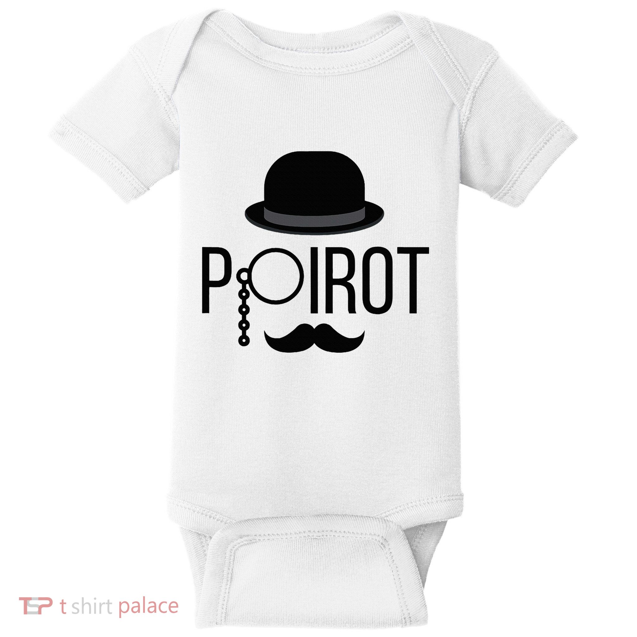 Poirot Hat Mustache Monocle Baby Bodysuit