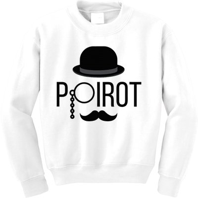 Poirot Hat Mustache Monocle Kids Sweatshirt