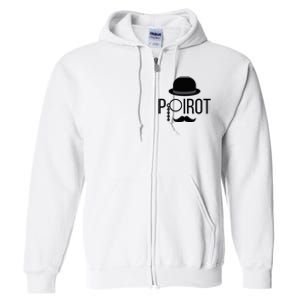 Poirot Hat Mustache Monocle Full Zip Hoodie