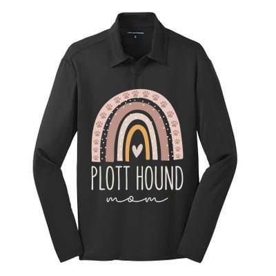 Plott Hound Mom Great Gift Cute Rainbow Paw Dog Mom Great Gift Silk Touch Performance Long Sleeve Polo