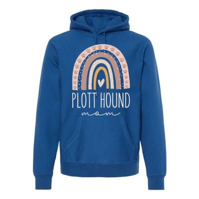 Plott Hound Mom Great Gift Cute Rainbow Paw Dog Mom Great Gift Premium Hoodie