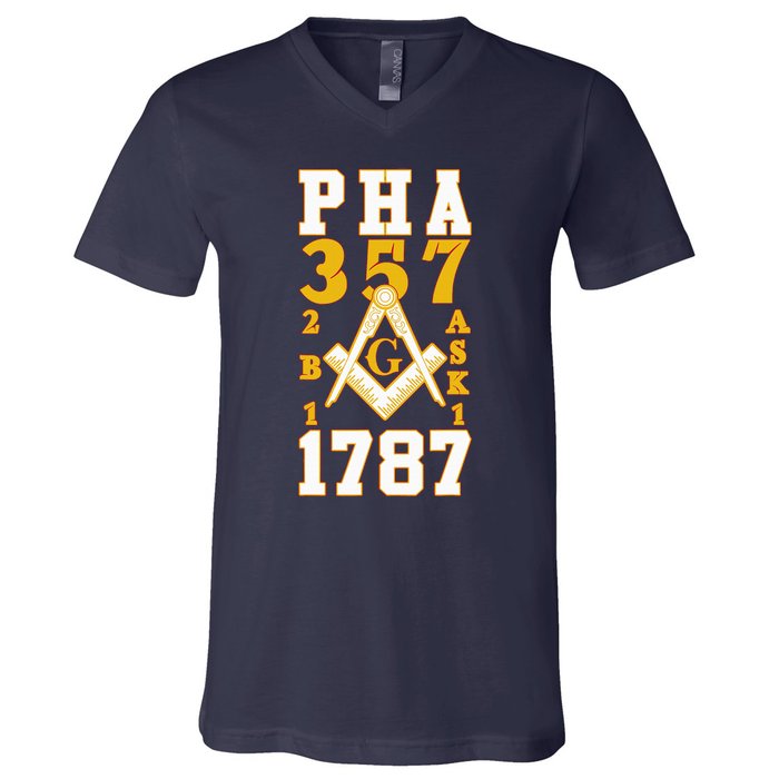 Prince Hall Mason PHA 357 2b1ask1 1787 Masonic Thanksgiving V-Neck T-Shirt