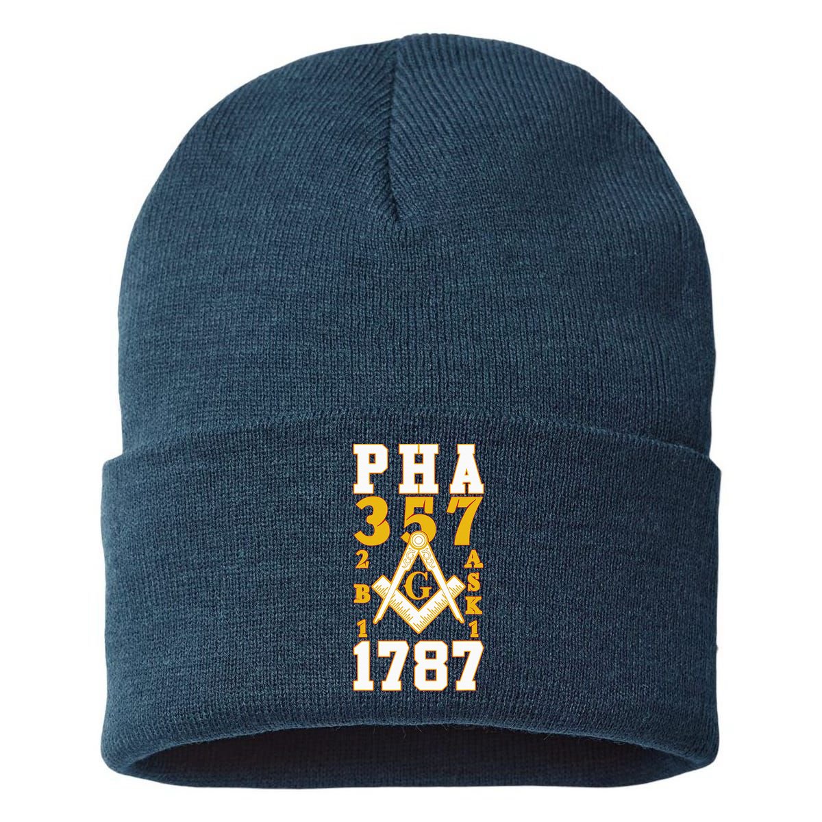 Prince Hall Mason PHA 357 2b1ask1 1787 Masonic Thanksgiving Sustainable Knit Beanie
