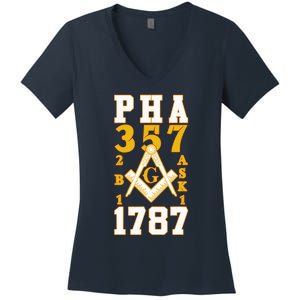 Prince Hall Mason PHA 357 2b1ask1 1787 Masonic Thanksgiving Women's V-Neck T-Shirt