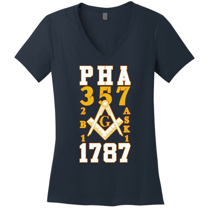 Prince Hall Mason PHA 357 2b1ask1 1787 Masonic Thanksgiving Women's V-Neck T-Shirt