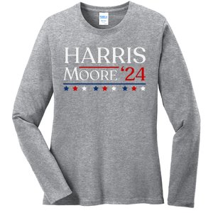 President Harris Moore 2024 Kamala Harris Wes Moore Vote Ladies Long Sleeve Shirt