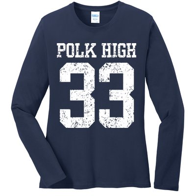 Polk High Number 33 Ladies Long Sleeve Shirt