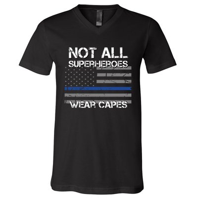 Police Hero Not All Superheroes Wear Capes V-Neck T-Shirt