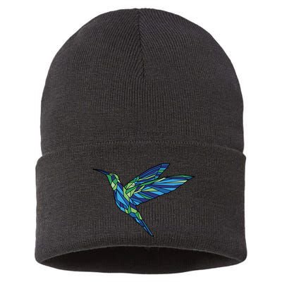 Polygonal Hummingbird Nature Sustainable Knit Beanie