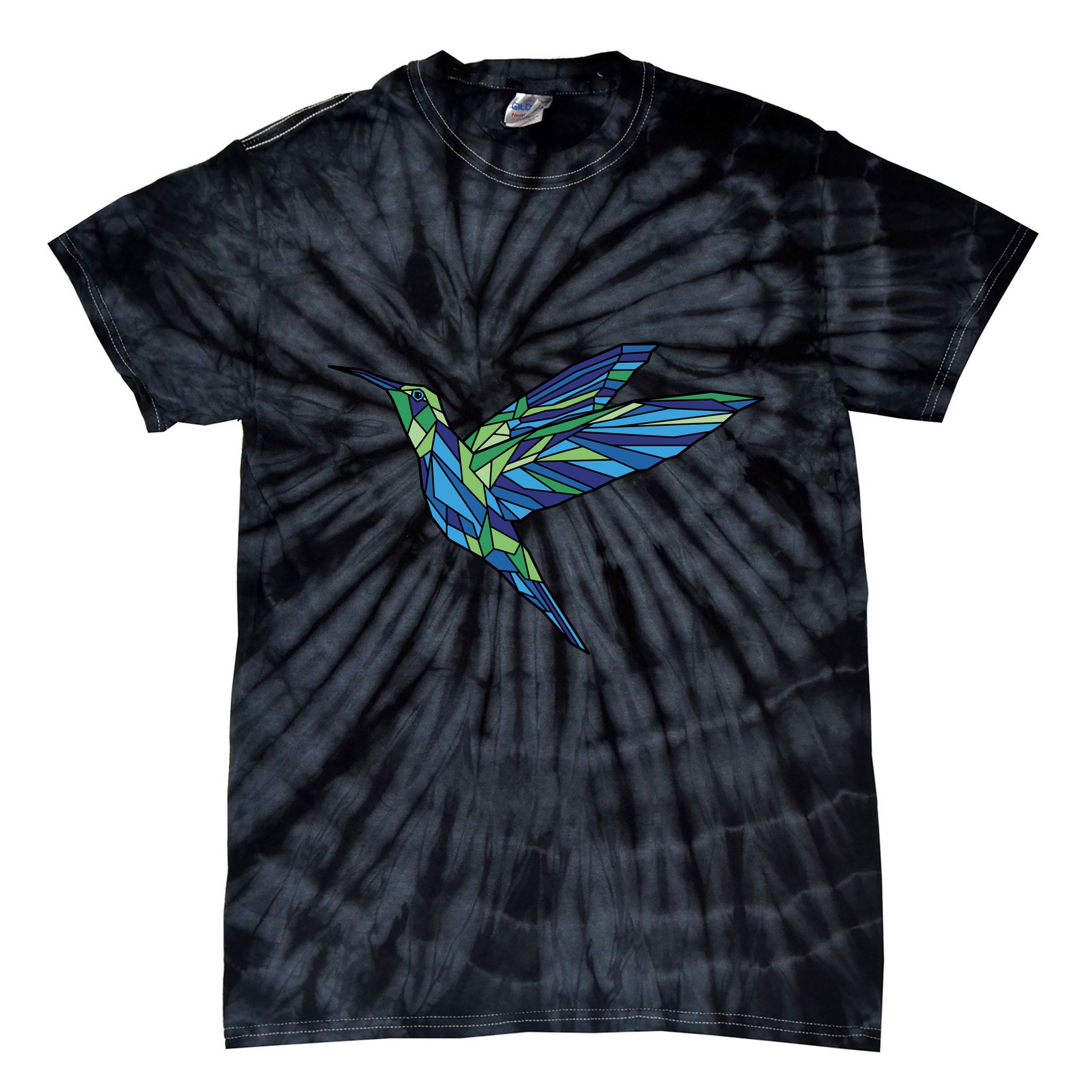 Polygonal Hummingbird Nature Tie-Dye T-Shirt