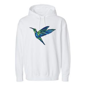 Polygonal Hummingbird Nature Garment-Dyed Fleece Hoodie