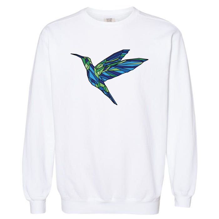 Polygonal Hummingbird Nature Garment-Dyed Sweatshirt