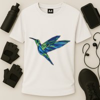 Polygonal Hummingbird Nature Cooling Performance Crew T-Shirt