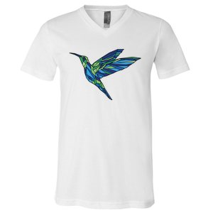 Polygonal Hummingbird Nature V-Neck T-Shirt