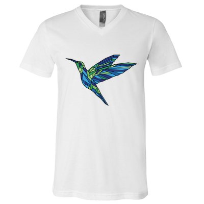 Polygonal Hummingbird Nature V-Neck T-Shirt
