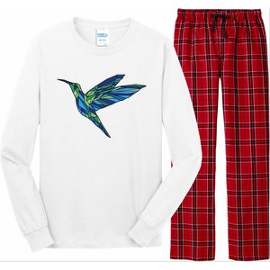 Polygonal Hummingbird Nature Long Sleeve Pajama Set