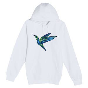 Polygonal Hummingbird Nature Premium Pullover Hoodie