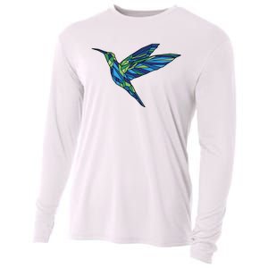 Polygonal Hummingbird Nature Cooling Performance Long Sleeve Crew