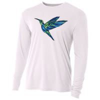 Polygonal Hummingbird Nature Cooling Performance Long Sleeve Crew