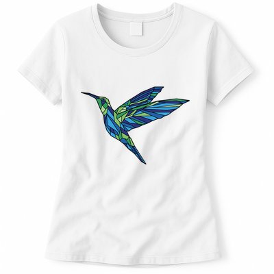 Polygonal Hummingbird Nature Womens T-Shirt