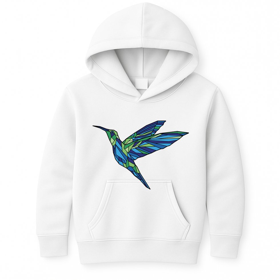 Polygonal Hummingbird Nature Kids Hoodie