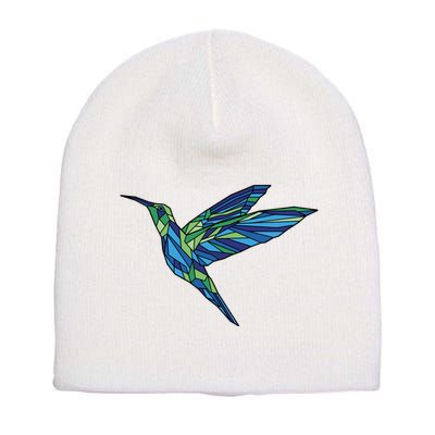 Polygonal Hummingbird Nature Short Acrylic Beanie