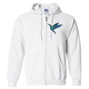 Polygonal Hummingbird Nature Full Zip Hoodie