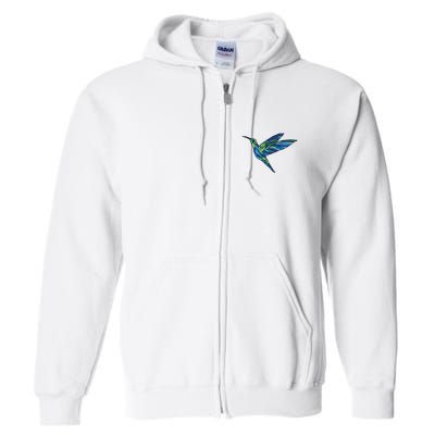 Polygonal Hummingbird Nature Full Zip Hoodie