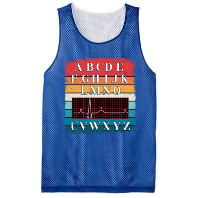 Pqrst Heartbeats Nurse Funny Alphabet Ecg Wave Gift Mesh Reversible Basketball Jersey Tank