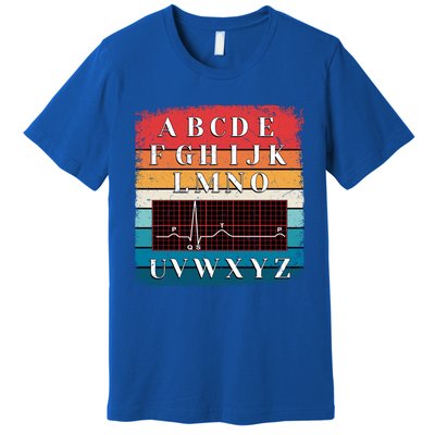 Pqrst Heartbeats Nurse Funny Alphabet Ecg Wave Gift Premium T-Shirt