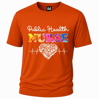 Public Health Nurse Watercol Love Heart Stethoscope Rn Nurse Gift Cooling Performance Crew T-Shirt