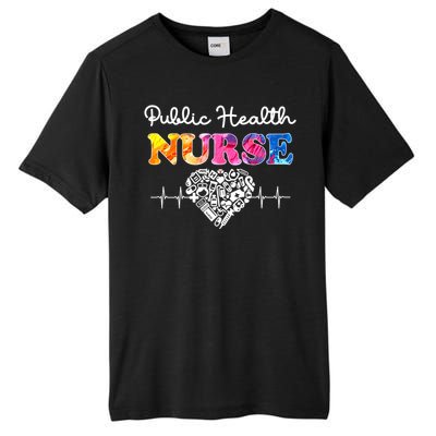 Public Health Nurse Watercol Love Heart Stethoscope Rn Nurse Gift Tall Fusion ChromaSoft Performance T-Shirt