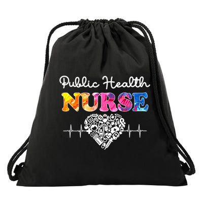 Public Health Nurse Watercol Love Heart Stethoscope Rn Nurse Gift Drawstring Bag