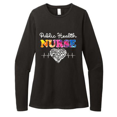 Public Health Nurse Watercol Love Heart Stethoscope Rn Nurse Gift Womens CVC Long Sleeve Shirt