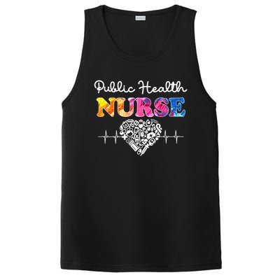 Public Health Nurse Watercol Love Heart Stethoscope Rn Nurse Gift PosiCharge Competitor Tank