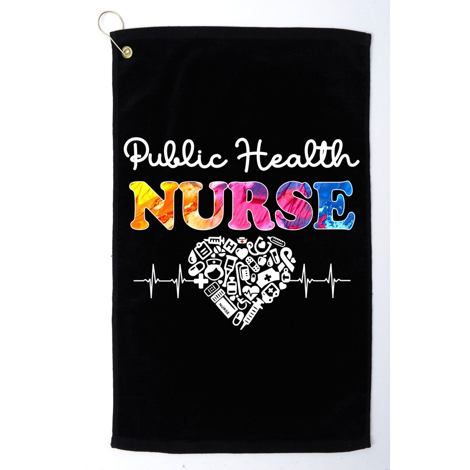 Public Health Nurse Watercol Love Heart Stethoscope Rn Nurse Gift Golf Towel