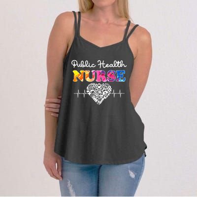 Public Health Nurse Watercol Love Heart Stethoscope Rn Nurse Gift Women's Strappy Tank