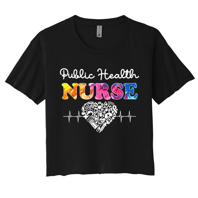 Public Health Nurse Watercol Love Heart Stethoscope Rn Nurse Gift Crop Top
