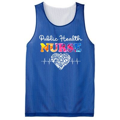 Public Health Nurse Watercol Love Heart Stethoscope Rn Nurse Gift Mesh Reversible Basketball Jersey Tank