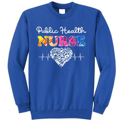 Public Health Nurse Watercol Love Heart Stethoscope Rn Nurse Gift Tall Sweatshirt