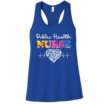 Public Health Nurse Watercol Love Heart Stethoscope Rn Nurse Gift Women's Racerback Tank