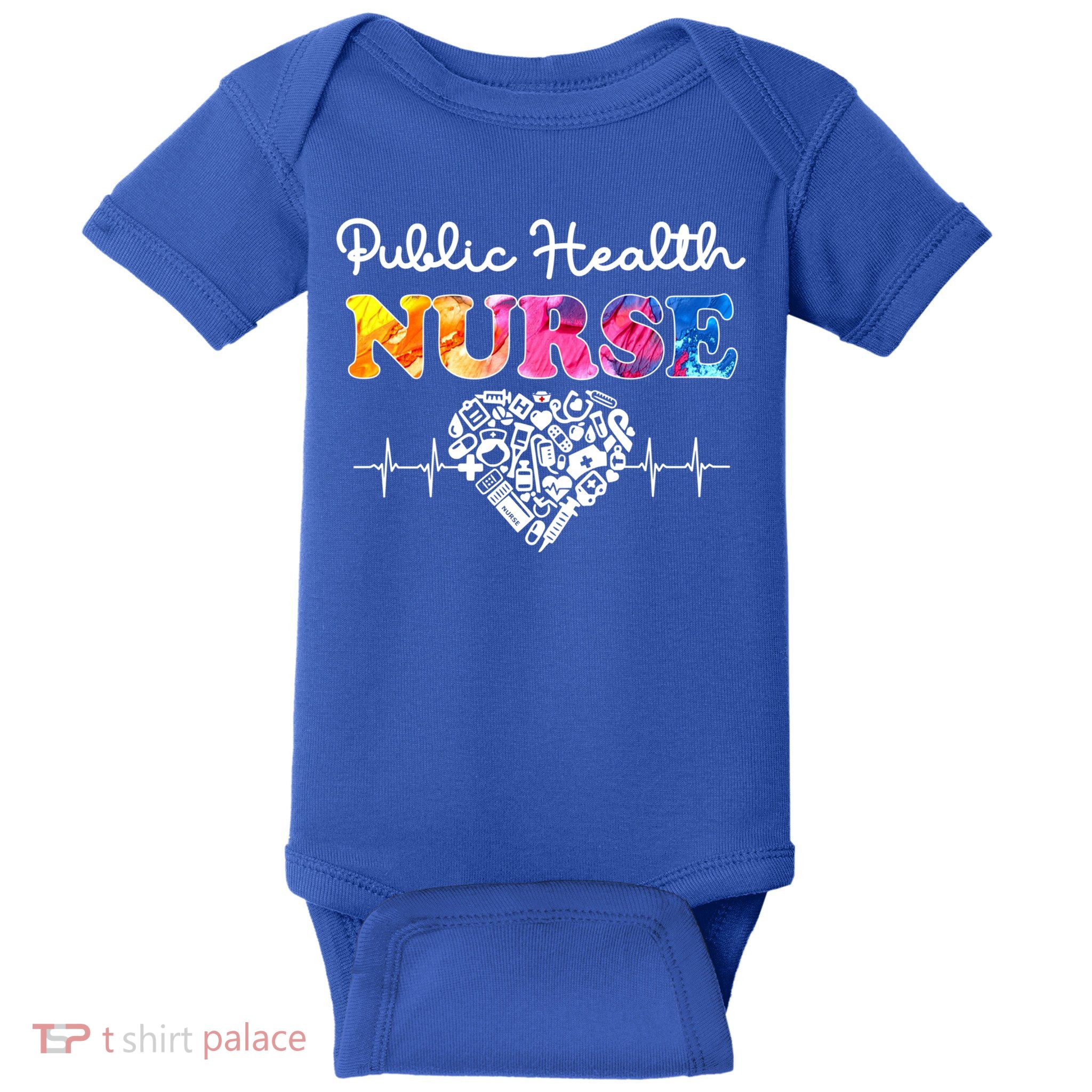 Public Health Nurse Watercol Love Heart Stethoscope Rn Nurse Gift Baby Bodysuit